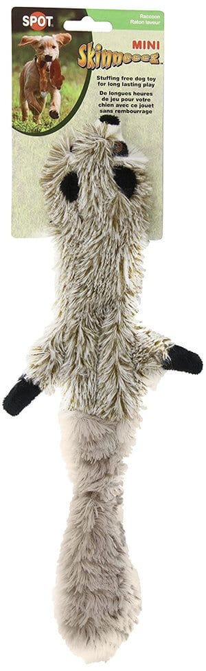 Spot - Ethical Pets Mini Skinneeez Raccoon 14-Inch Stuffingless durable squeaker Dog and Cat Toy