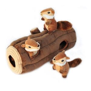 ZippyPaws X-Large Burrow Log and Chipmunks Squeaky Hide and Seek Plush Dog Toy