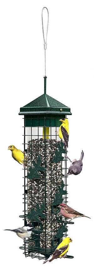 3 Colours Finch Bird Feeder Wild Hanging Seed Metal Container Yellow/Red/Green