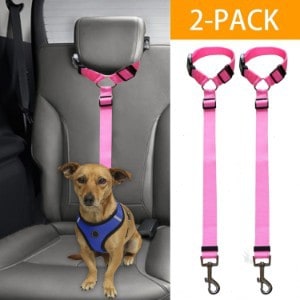 Pink Bwogue 2 Packs Dog Cat Safety Seat Belt Strap